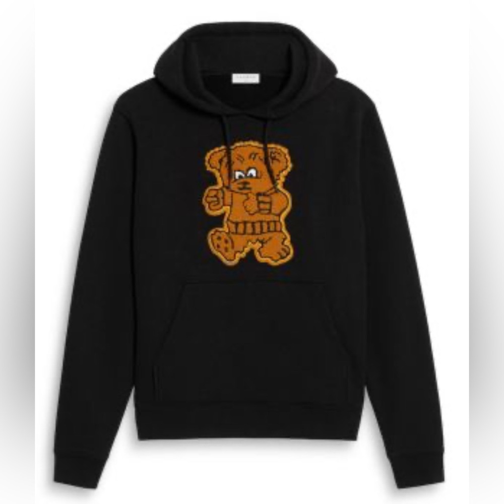 SANDRO Paris Teddy Hoodie in Black Size M